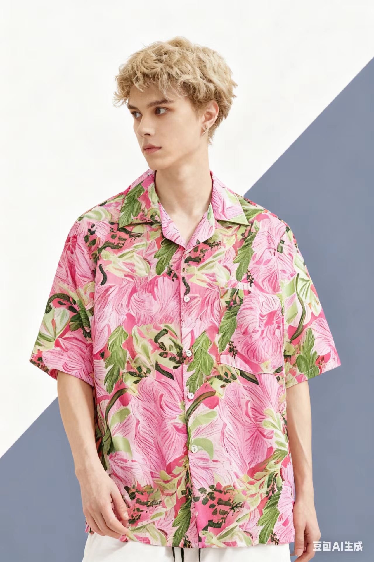 Vintage Hawaiian Floral Shirt - Vintage playa Blusas vocación Rosa Graffiti