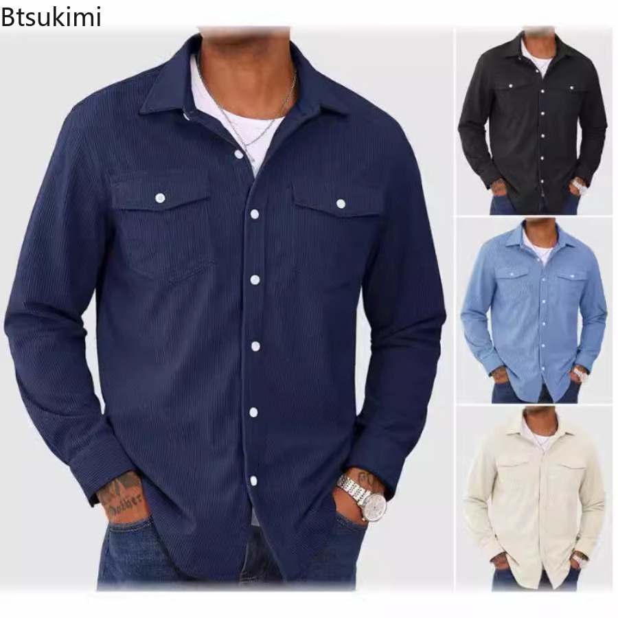 Corduroy Button Up Shirt Men - Camisas de pana para hombre 2026,