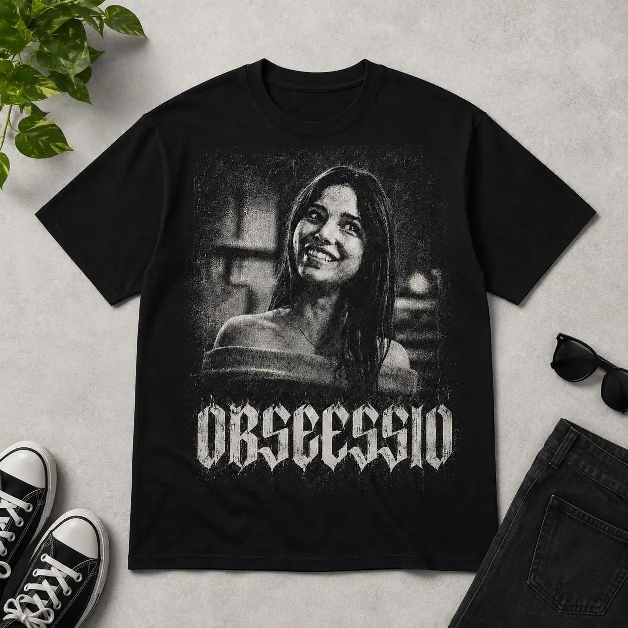 Acid Wash Vintage Graphic T Shirt - Camiseta Vintage Obsession con lavado ácido,