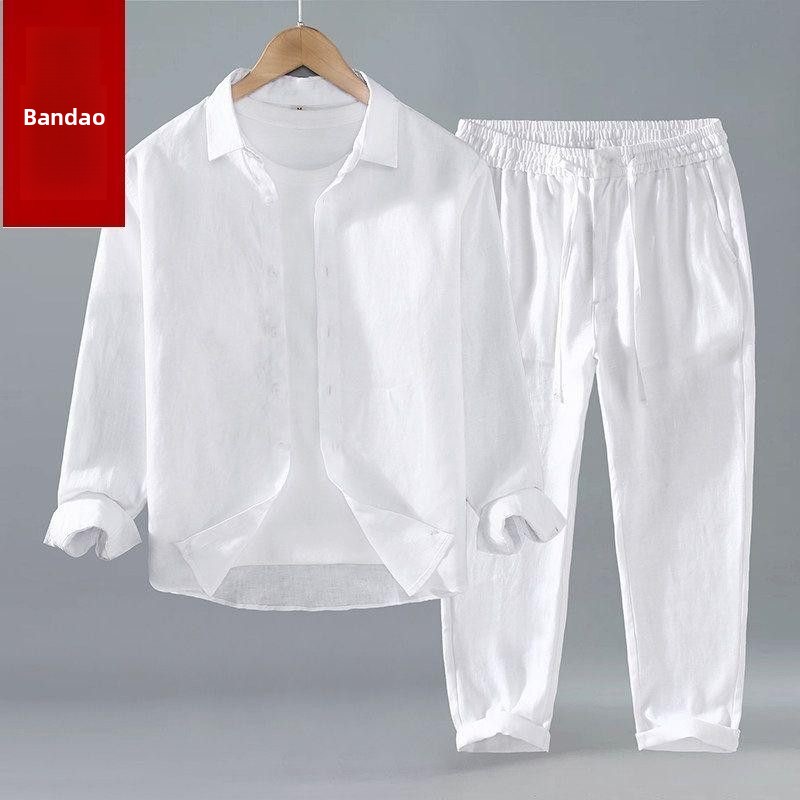 Conjunto de Camisa y Pantalone - Mens Linen Shirt Long Sleeve reseña y precio