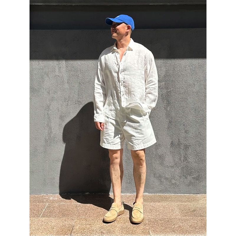 Conjunto de Camisa de Lino de  - Mens Linen Shirt Long Sleeve reseña y precio
