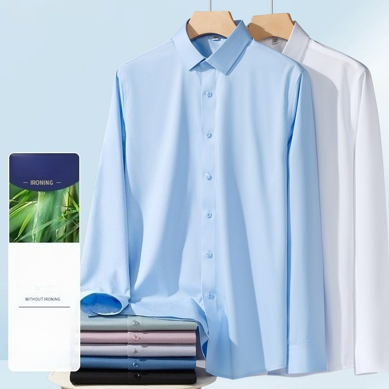 Camisa de vestir de manga larg - Breathable Bamboo Fiber Shirt Non Iron reseña y precio