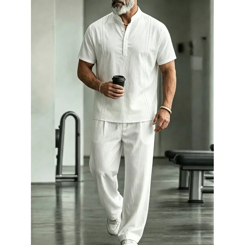 Conjunto Casual de Lino para H - Mens Linen Shirt Long Sleeve reseña y precio