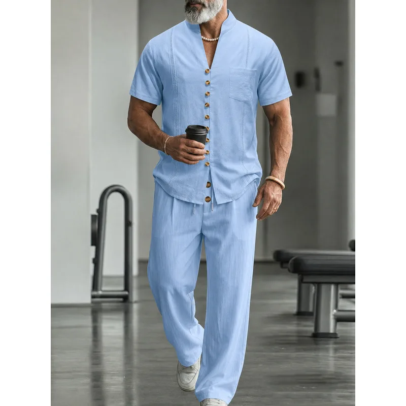 Conjunto Casual de Lino para H - Mens Linen Shirt Long Sleeve reseña y precio