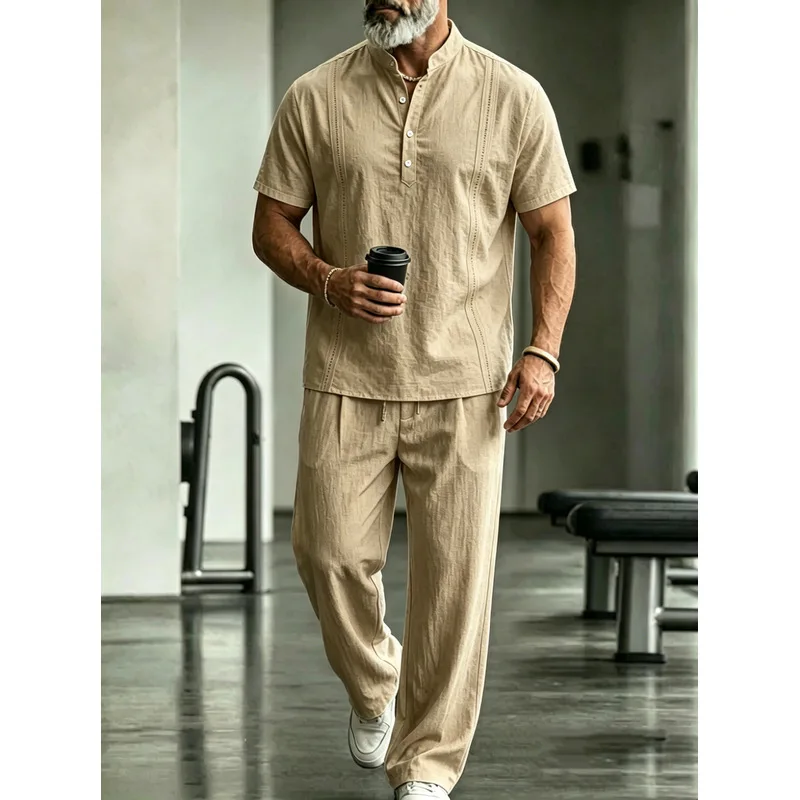 Conjunto Casual de Lino para H - Mens Linen Shirt Long Sleeve reseña y precio