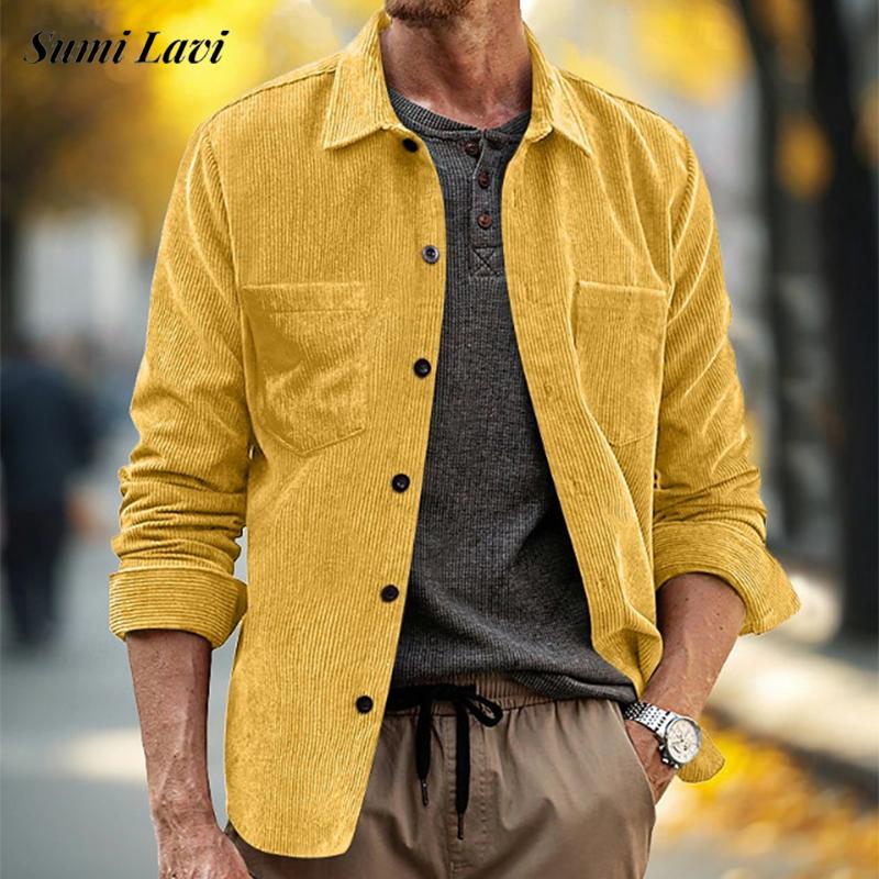 Camisas de pana con textura a  - Corduroy Button Up Shirt Men reseña y precio