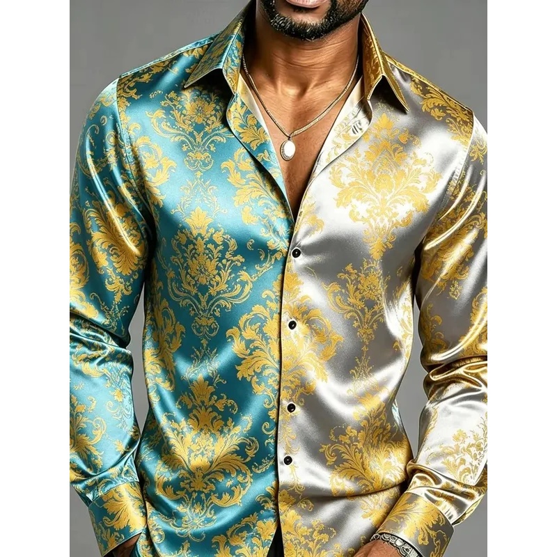 Camisas de Vestir para Hombre  - Mens Satin Silk Dress Shirt reseña y precio
