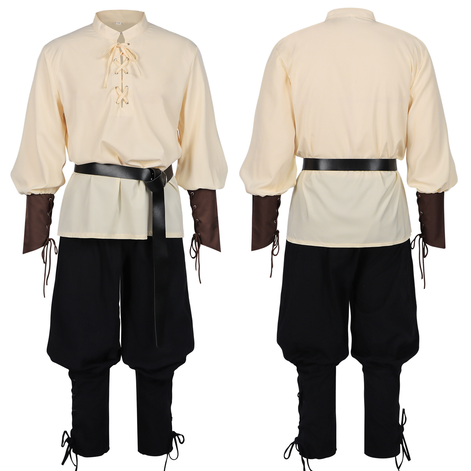 Disfraz de Pirata de Halloween - Medieval Gothic Lace Up Pirate Shirt reseña y precio