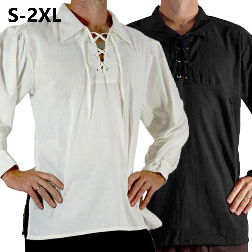 Disfraz Medieval renacentista  - Medieval Gothic Lace Up Pirate Shirt reseña y precio
