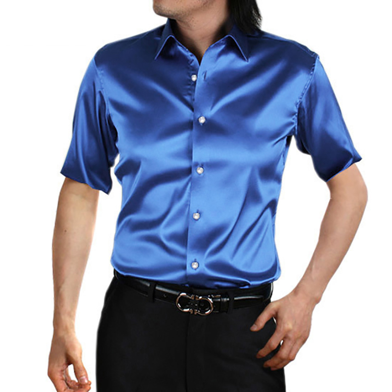 Camisa de vestir de satén de s - Mens Satin Silk Dress Shirt reseña y precio